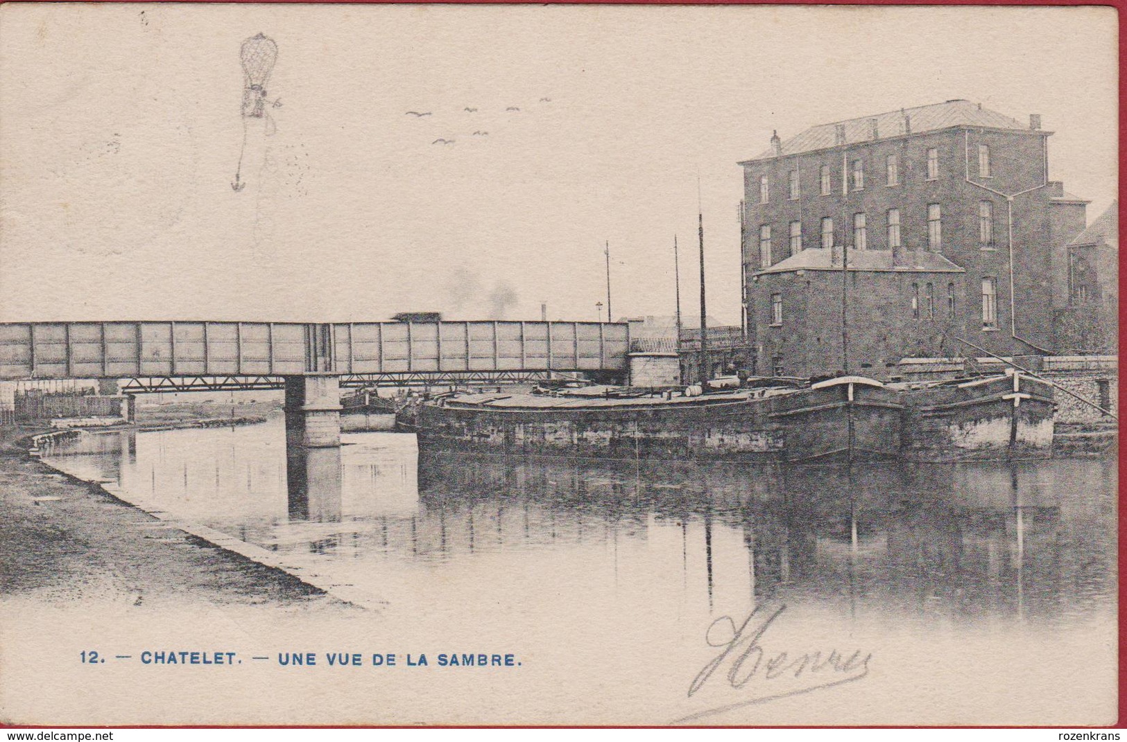 Chatelet Une Vue De La Sambre 1906 Montgolfière Dessinée Avec Un Crayon - Châtelet