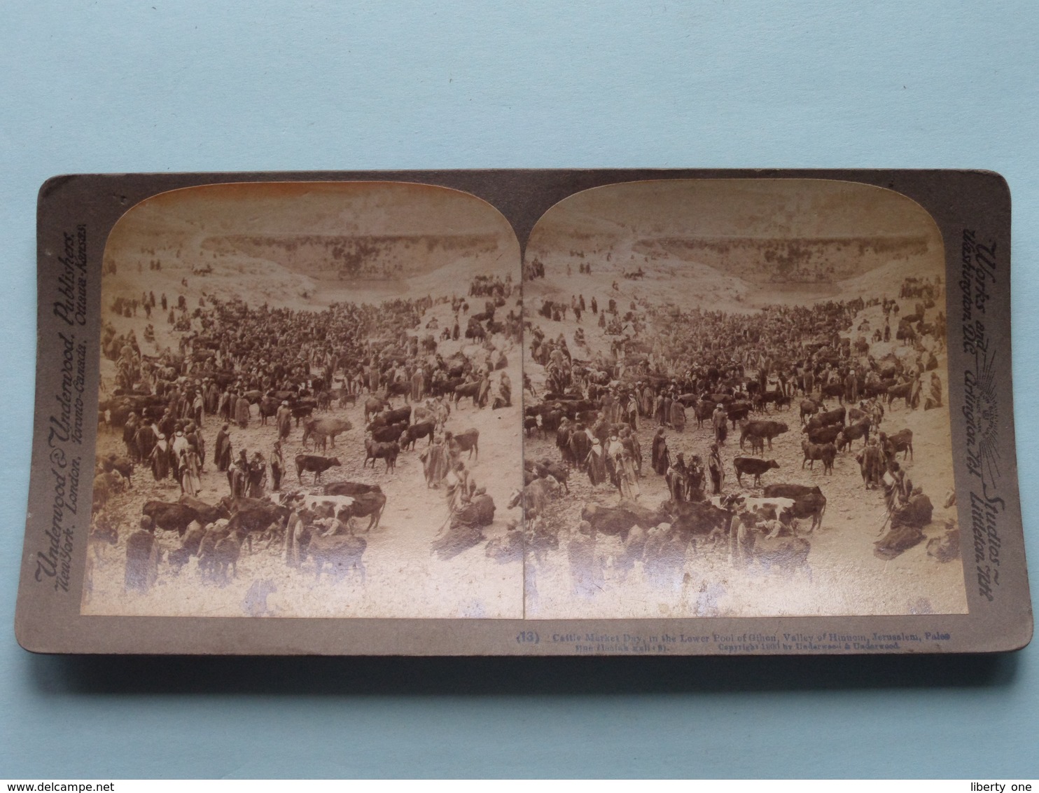 Cattle Market Day Lower Pool.. Jerusalem PALESTINE ( N° 13 ) Stereo Photo : Underwood & Underwood Publi ( Voir Photo ) ! - Photos Stéréoscopiques