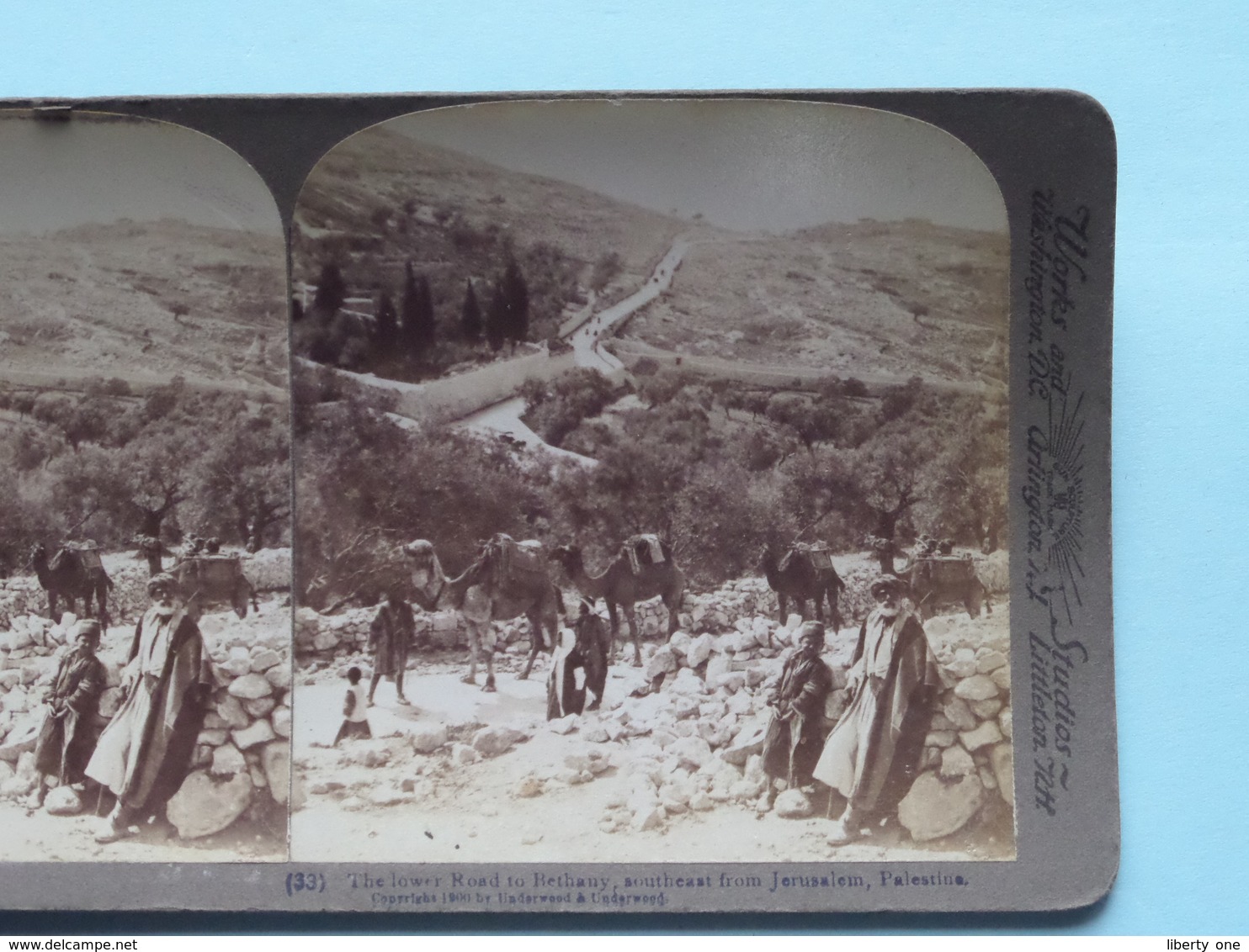 The Lower Road To Bethany Jerusalem Palestine ( N° 33 ) Stereo Photo : Underwood & Underwood Publi ( Voir Photo ) ! - Photos Stéréoscopiques