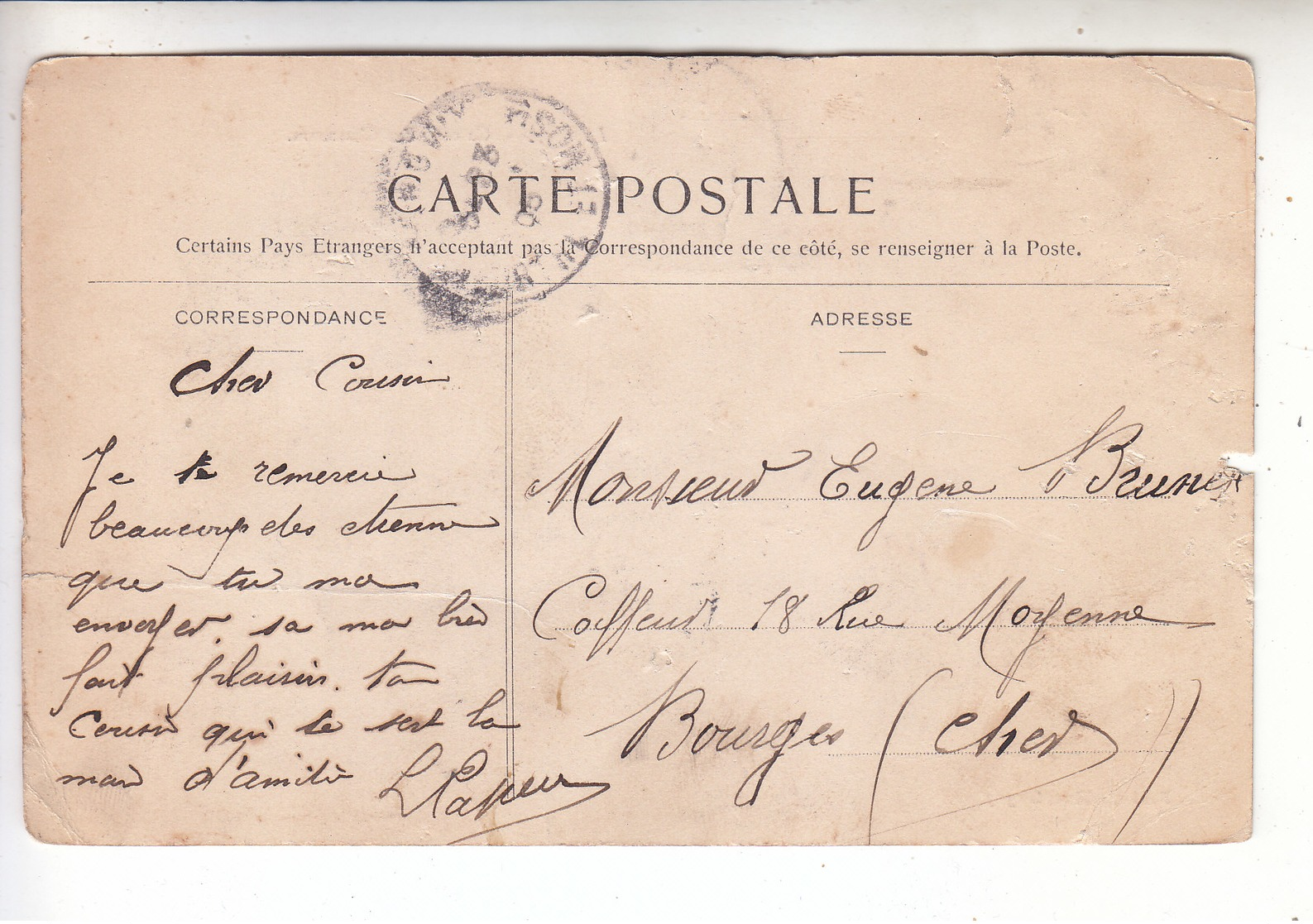 Ps- 54 - LONGWY - Caserne Des Chasseurs- Timbre - Cachet - 1905 - Longwy