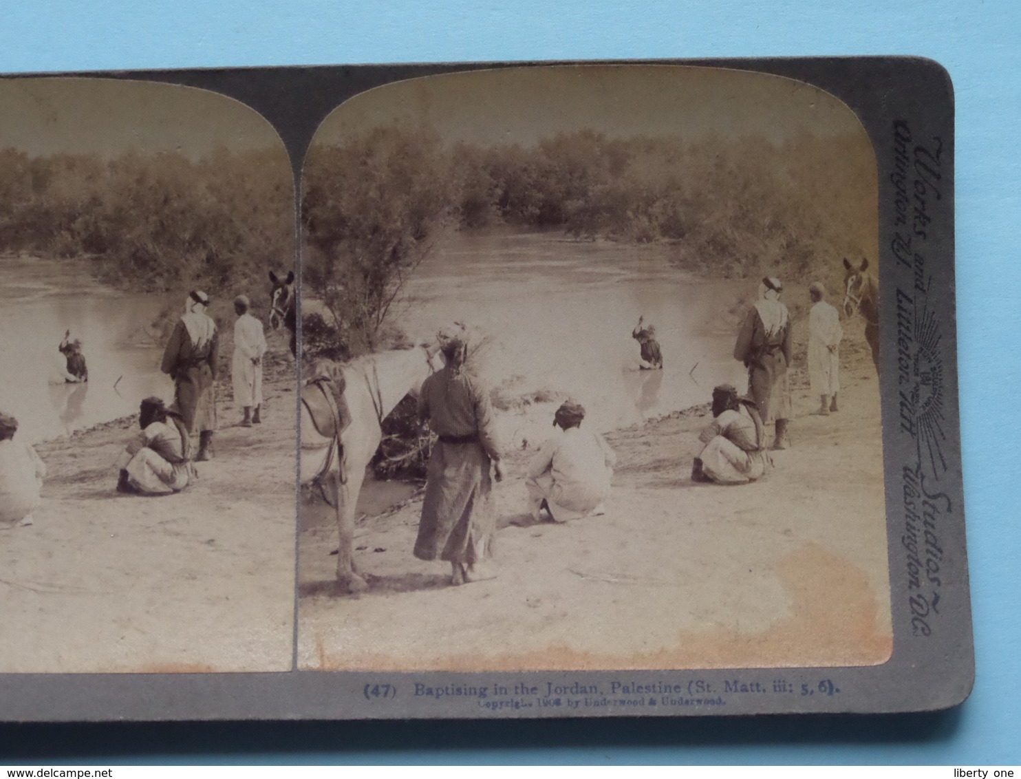 Baptising In The Jordan Palestine ( N° 47 ) Stereo Photo : Underwood & Underwood Publi ( Voir Photo ) ! - Photos Stéréoscopiques