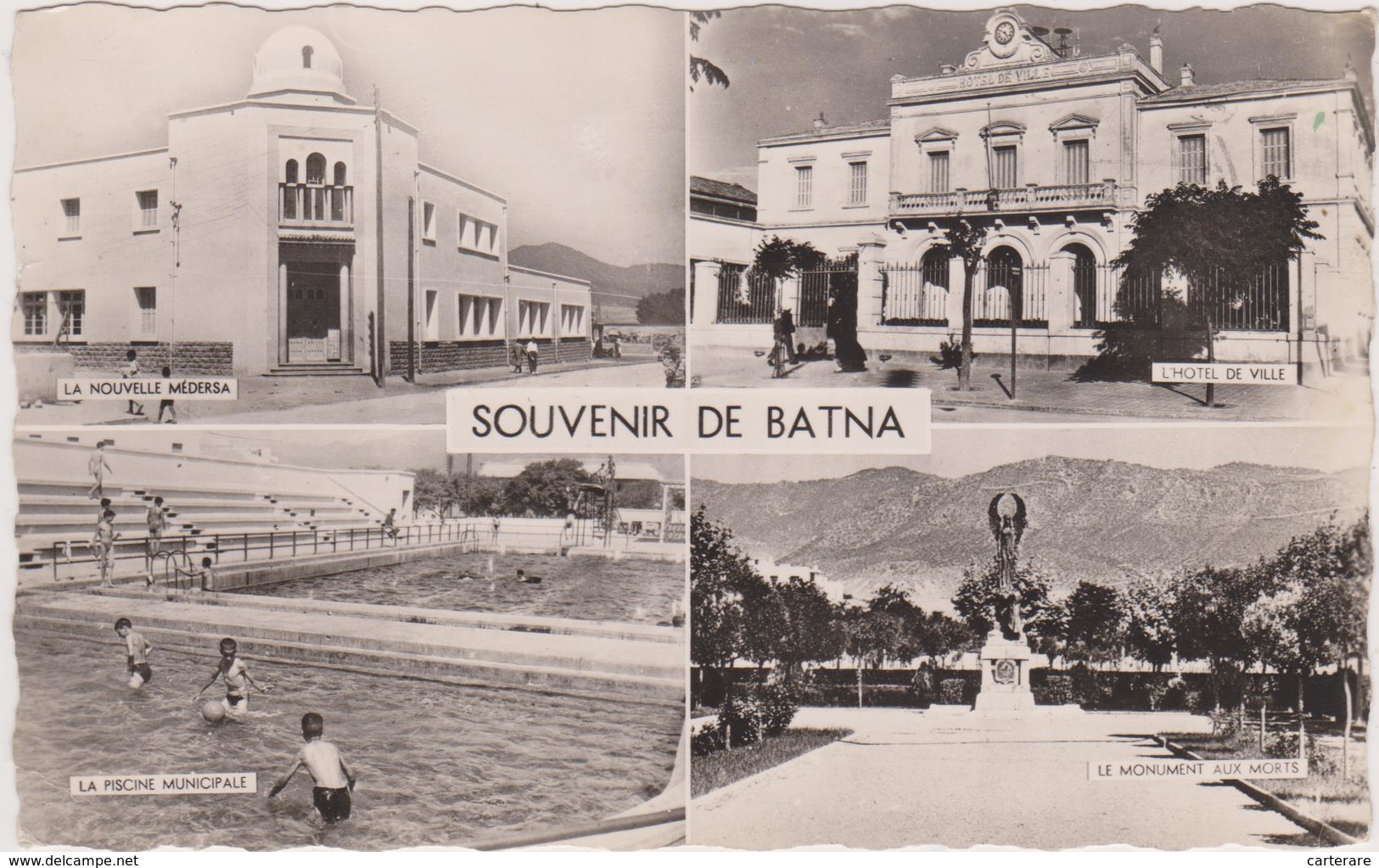 Algérie,BATNA,bathenth,ho   Tel  De Ville,monument Aux Morts,piscine Municipale,la Nouvelle Médersa,1950 - Batna