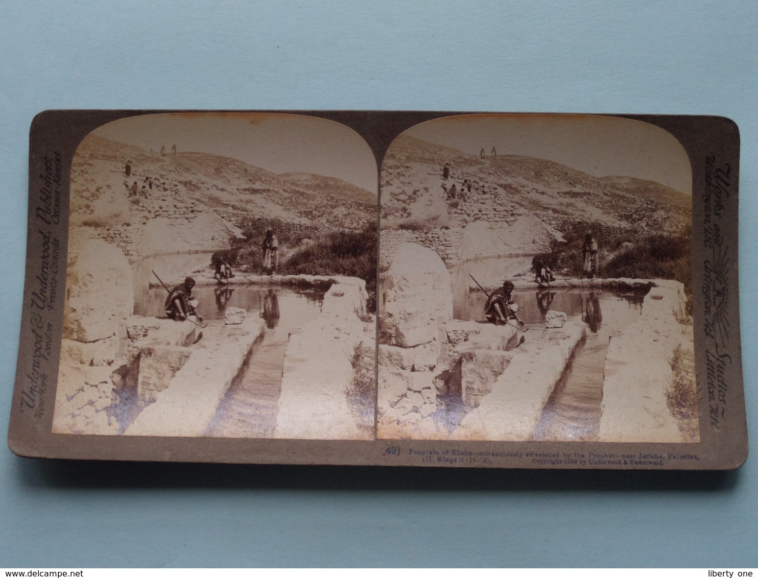 Fountain Of Elisha, Jericho, Palestine ( N° 49 ) Stereo Photo : Underwood & Underwood Publi ( Voir Photo ) ! - Stereoscopic