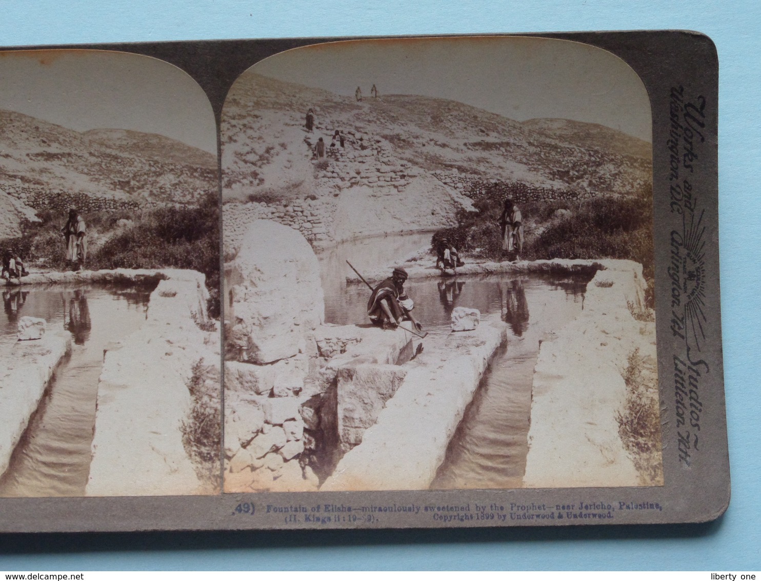 Fountain Of Elisha, Jericho, Palestine ( N° 49 ) Stereo Photo : Underwood & Underwood Publi ( Voir Photo ) ! - Photos Stéréoscopiques