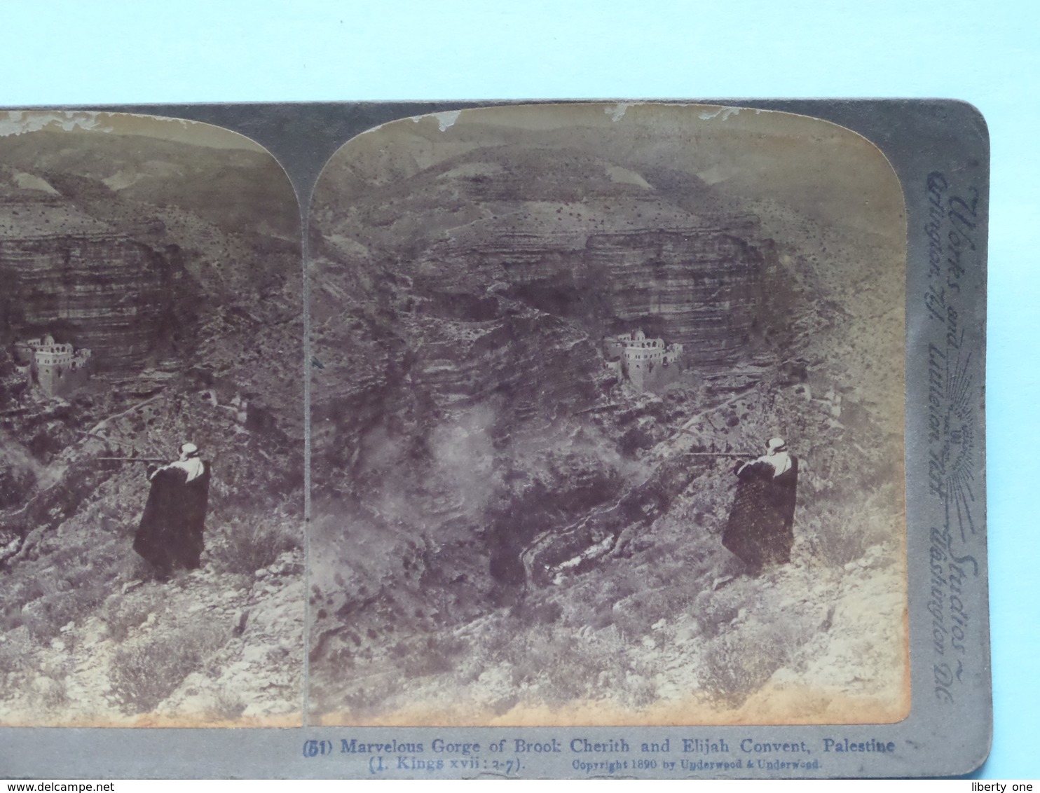 Marvelous Gorge Of Brook Cherith And .., Palestine ( N° 51 ) Stereo Photo : Underwood & Underwood Publi ( Voir Photo ) ! - Photos Stéréoscopiques