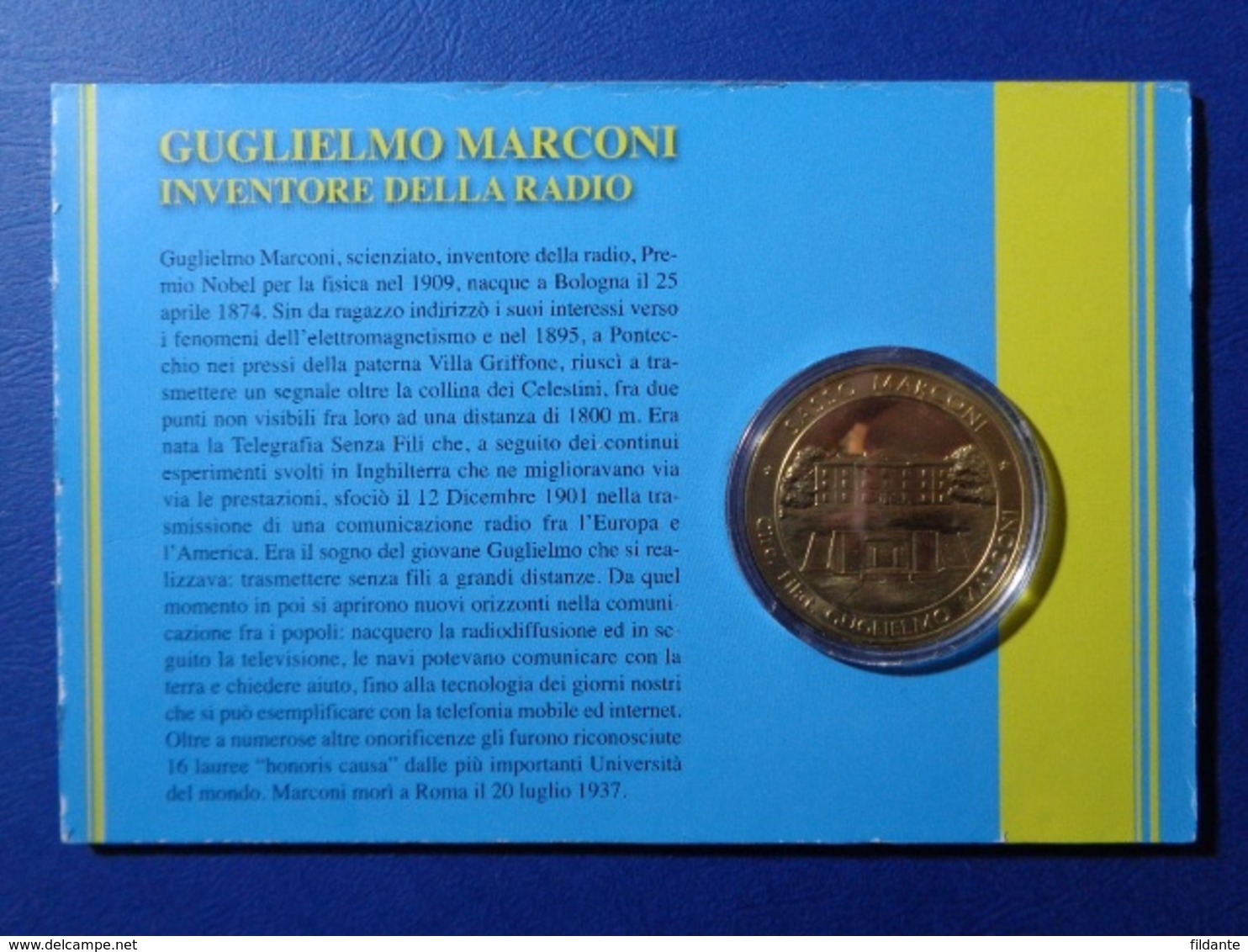 TEMATICA MARCONI 2009 MEDAGLIA 100° ANNIVERSARIO DEL PREMIO NOBEL 1909 IN BLISTER / FORDER - Autres & Non Classés