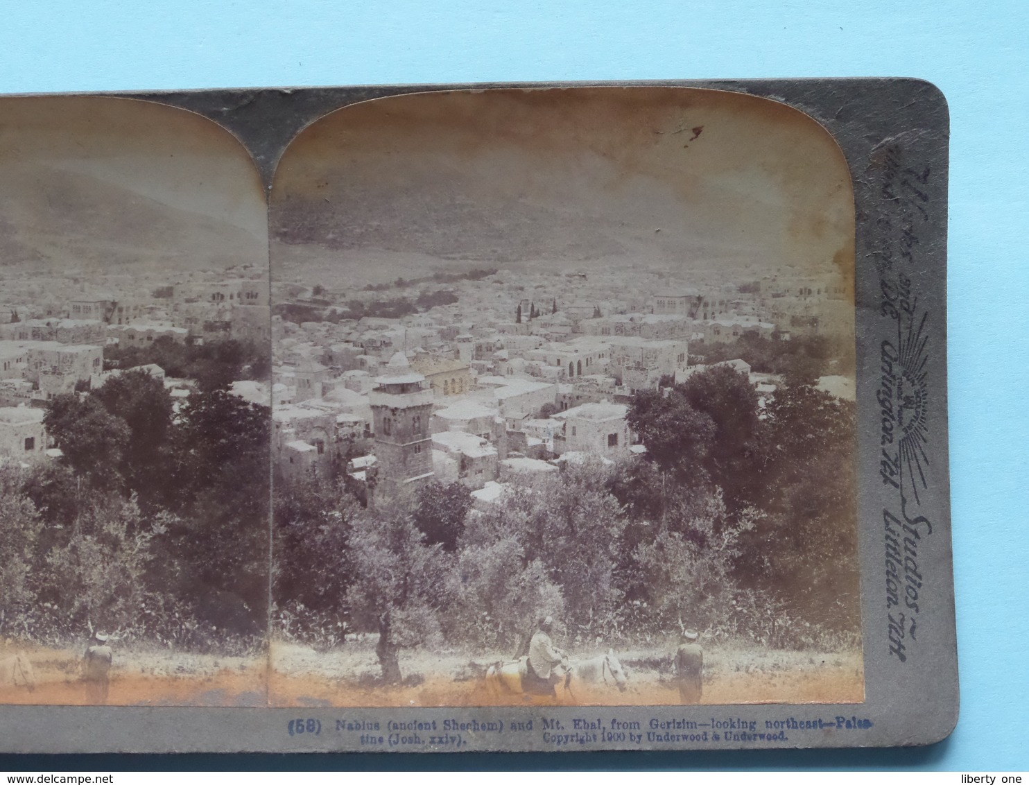 Nablus (Shechem), Mt Ebal, Palestine ( N° 58 ) Stereo Photo : Underwood & Underwood Publi ( Voir Photo ) ! - Photos Stéréoscopiques