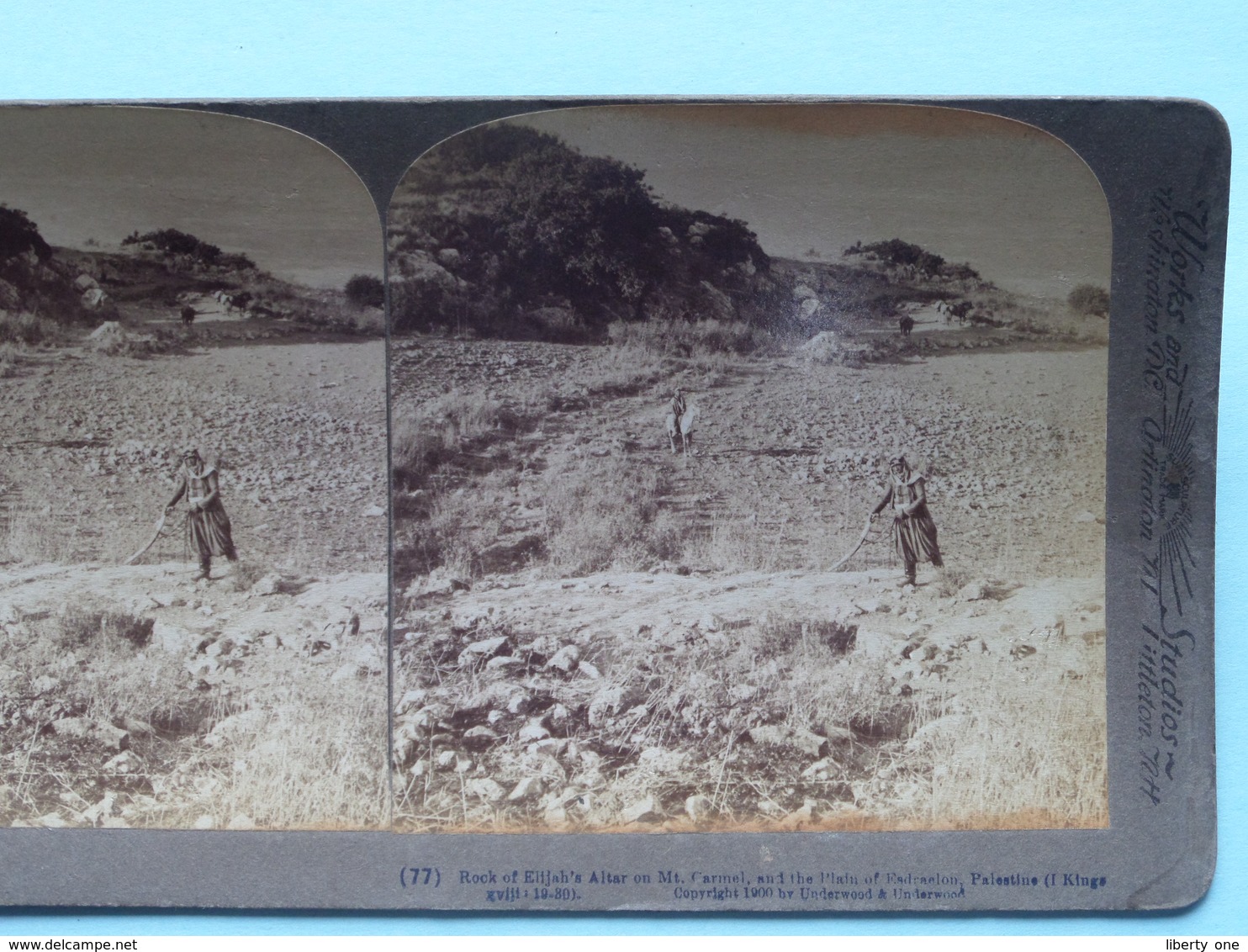 Rock Of Elijah's Altar En Mt Carmel, Palestine ( N° 77 ) Stereo Photo : Underwood & Underwood Publi ( Voir Photo ) ! - Photos Stéréoscopiques