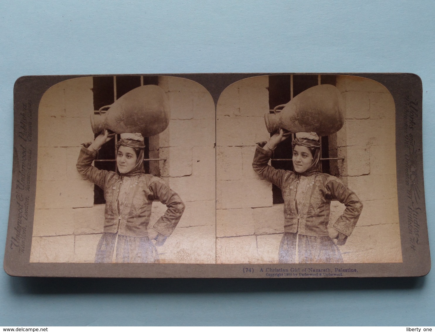 A Christian Girl Of Nazareth, Palestine ( N° 74 ) Stereo Photo : Underwood & Underwood Publi ( Voir Photo ) ! - Photos Stéréoscopiques