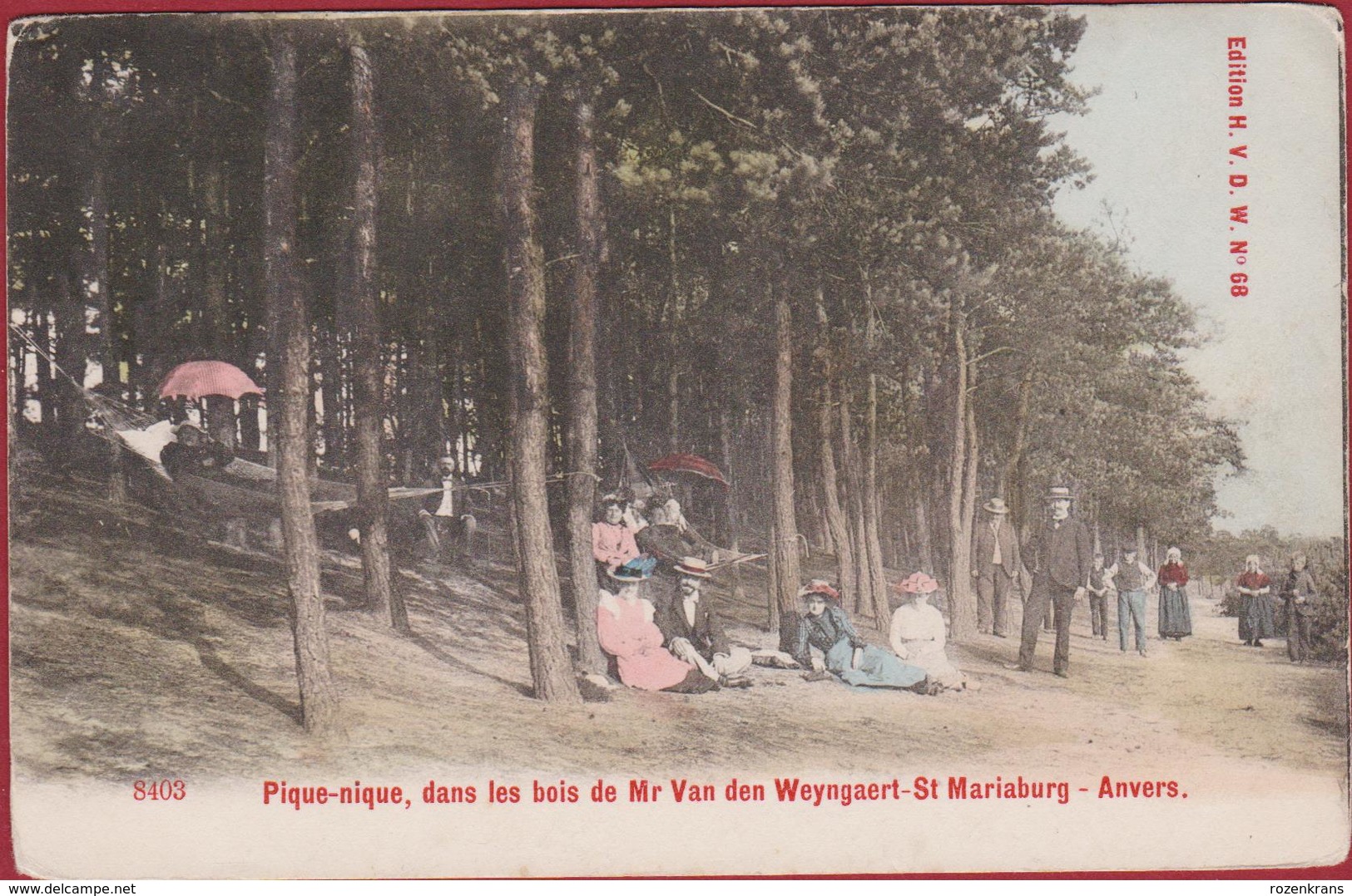 Brasschaat Sint St Mariaburg ZELDZAAM Ingekleurd Chromatografie Pique-nique Dan Les Bois De Mr Van Den Weyngaert - Brasschaat