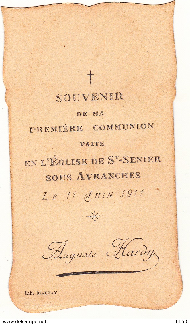 IMAGE PIEUSE ANNONCANT LA COMMUNION DE AUGUSTE HARDY  Le 11 Juin 1911 à St Senier Sous Avranches 50 - Communion