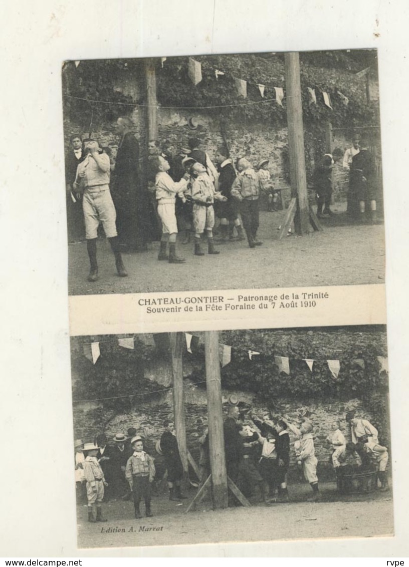 Cpa  CHATEAU GONTIER Patronage De La Trinité - Souvenir De Fete Foraine Du 8 Aout 1910 - Chateau Gontier