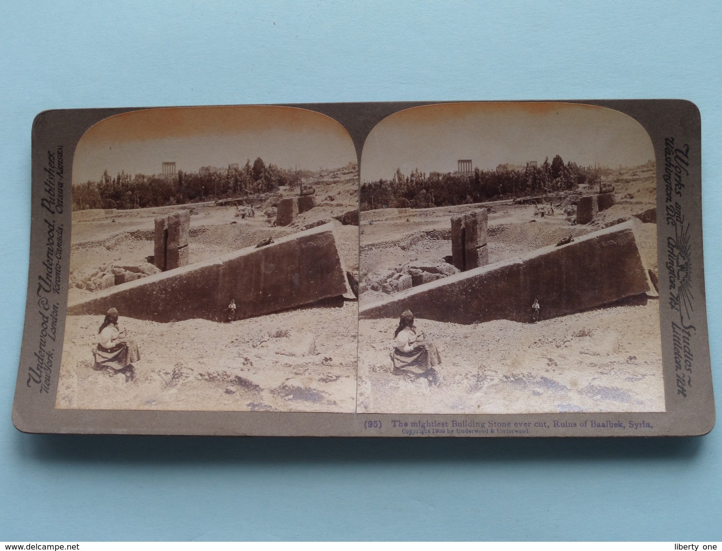 Building Stone At Ruins Of Baalbek Syria ( N° 95 ) Stereo Photo : Underwood & Underwood Publi ( Voir Photo ) ! - Photos Stéréoscopiques