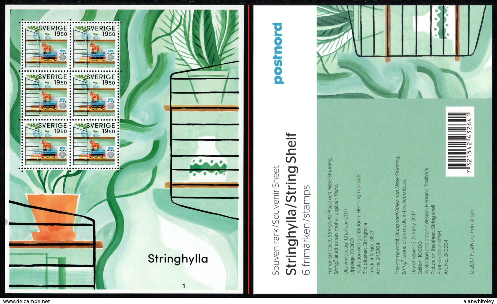 SWEDEN 2017 Retro/Stringhylla/String Shelf: Souvenir Sheet UM/MNH - Blocs-feuillets