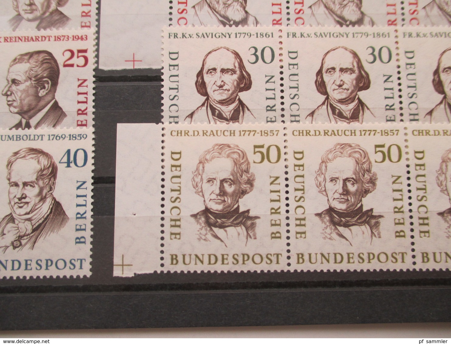 Berlin 1957 Männer Aus Der Geschichte Berlins Nr. 163 - 172 Z.T. Waagerechte 3er Streifen Mit Bogenrand U. Passerkreuz - Unused Stamps