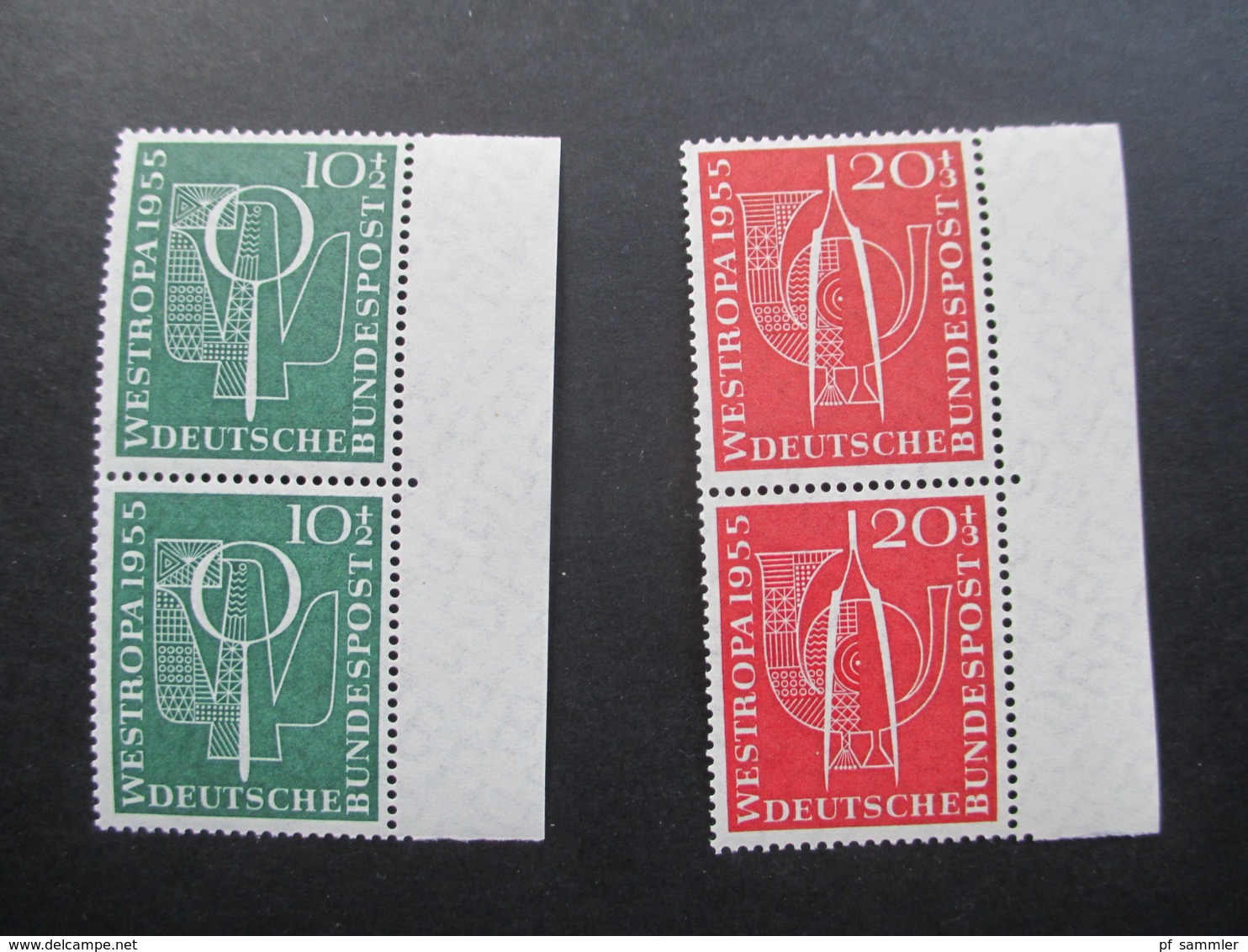 BRD 1955 Int. Briefmarkenausstellung Westropa 1955 Nr. 217 / 218 Senkrechte Paare Vom Rechten Bogenrand! Sauber ** - Nuovi