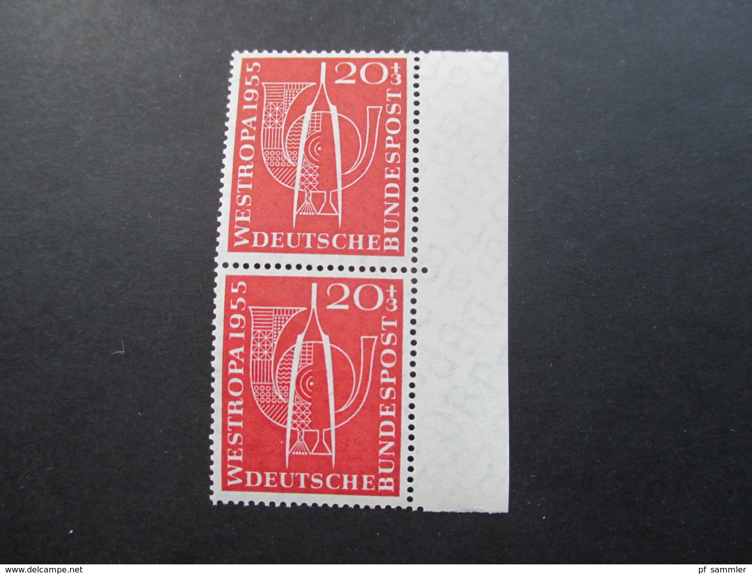 BRD 1955 Int. Briefmarkenausstellung Westropa 1955 Nr. 217 / 218 Senkrechte Paare Vom Rechten Bogenrand! Sauber ** - Nuevos