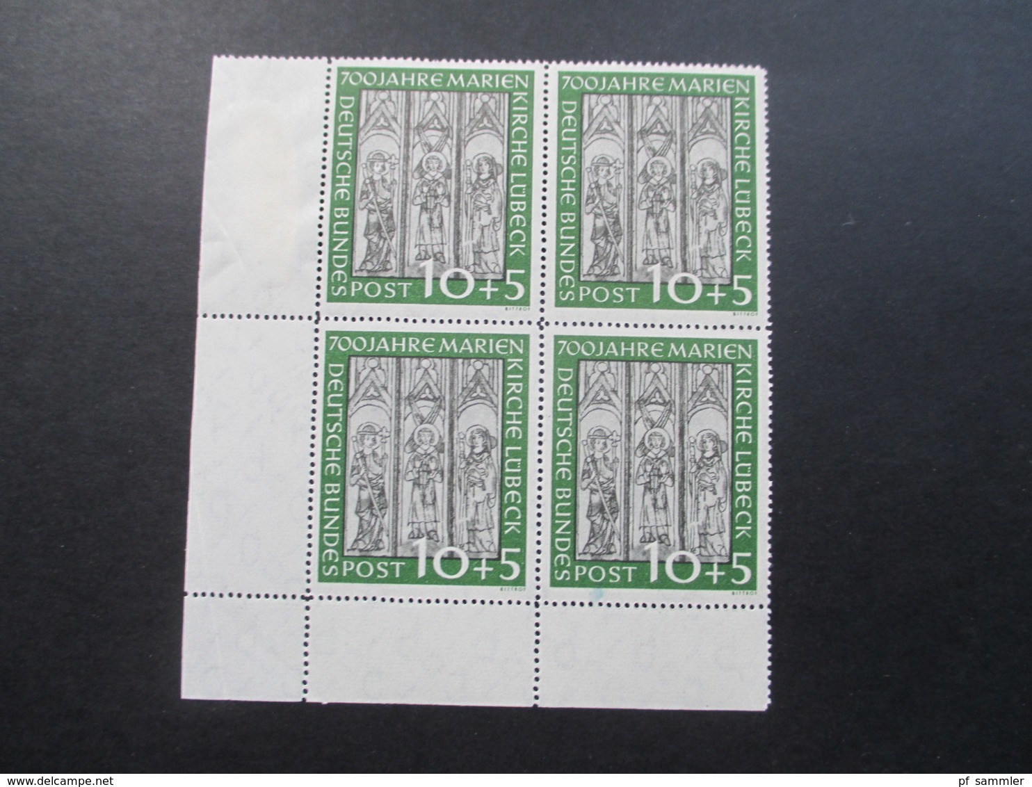 BRD 1951 Marienkirche Nr. 139 Als Eckrand 4er Block Unten Links! Postfrisch / ** Bogenrand Mit Anhaftung! KW 440€ - Unused Stamps