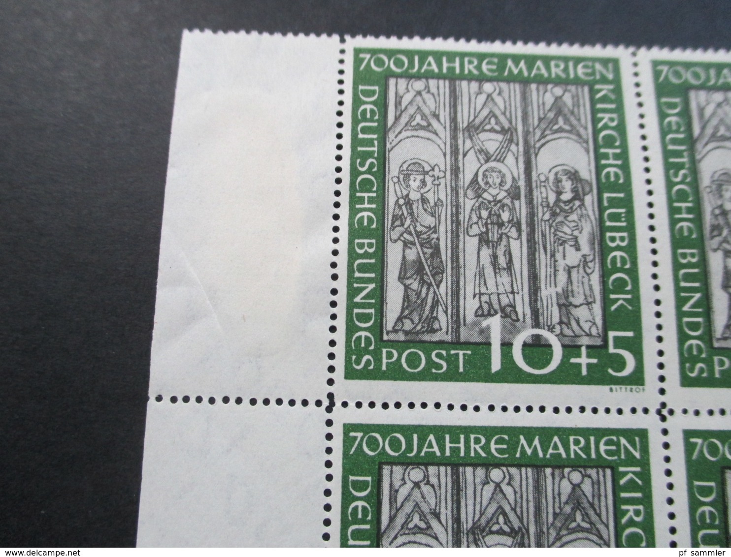 BRD 1951 Marienkirche Nr. 139 Als Eckrand 4er Block Unten Links! Postfrisch / ** Bogenrand Mit Anhaftung! KW 440€ - Neufs