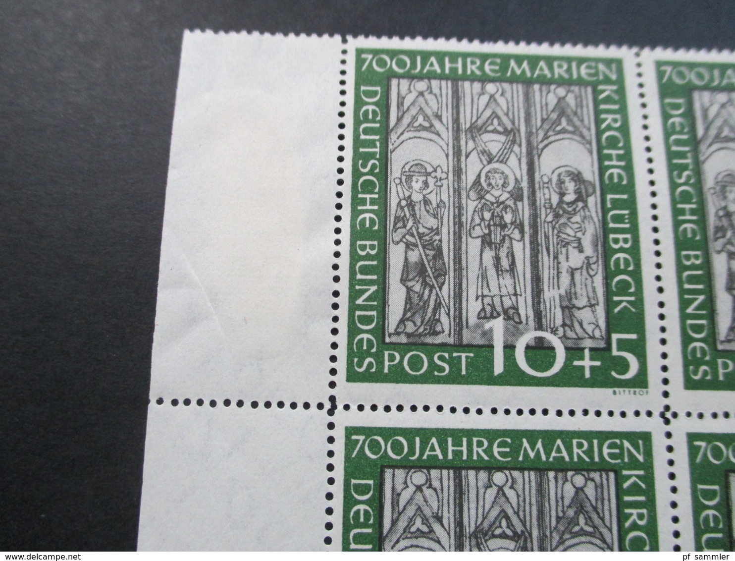 BRD 1951 Marienkirche Nr. 139 Als Eckrand 4er Block Unten Links! Postfrisch / ** Bogenrand Mit Anhaftung! KW 440€ - Ungebraucht