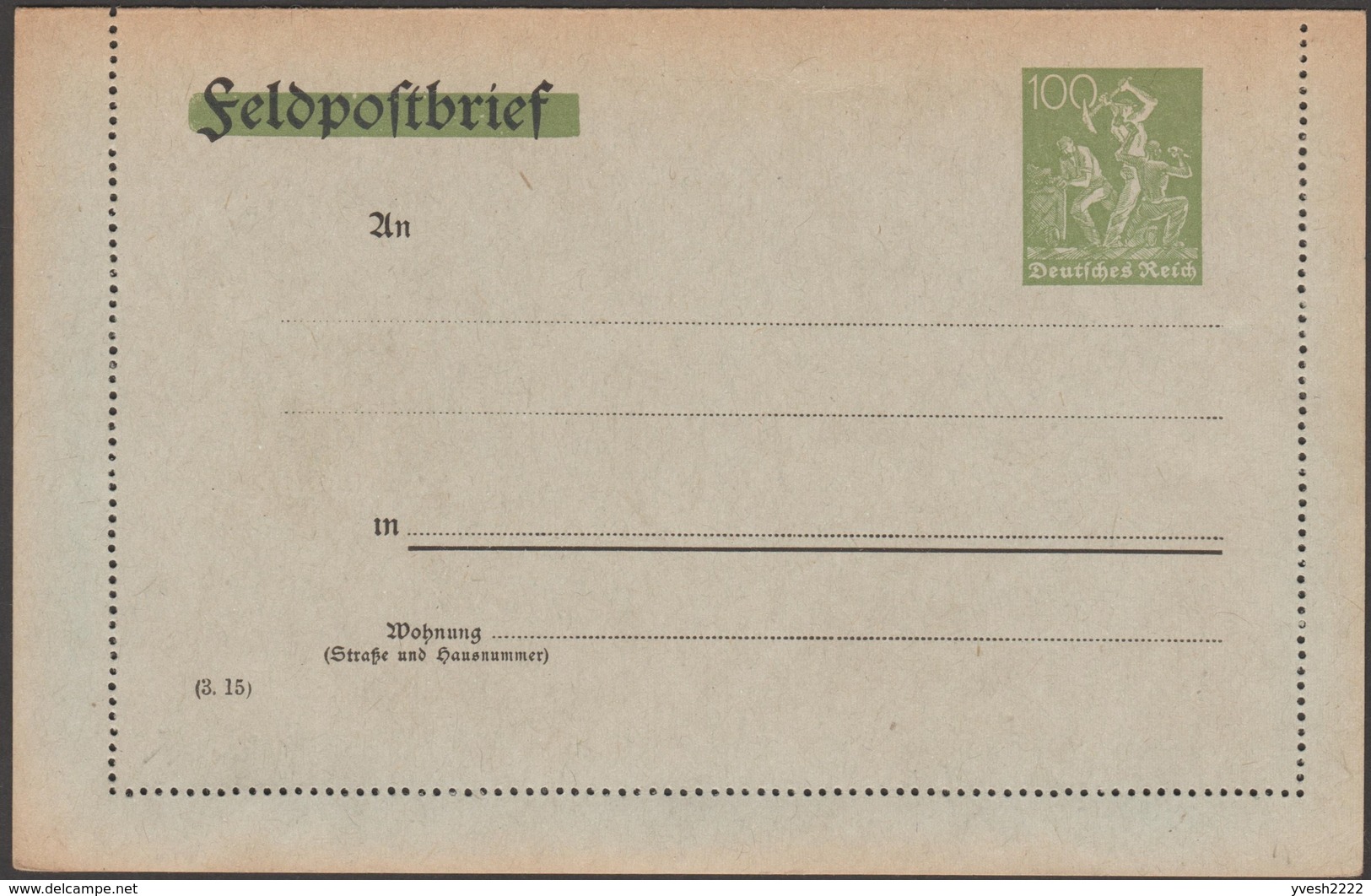 Allemagne 1921-1923. 4 entiers postaux timbrés sur commande. Période d'inflation. Mineurs (les 2 types), charbon