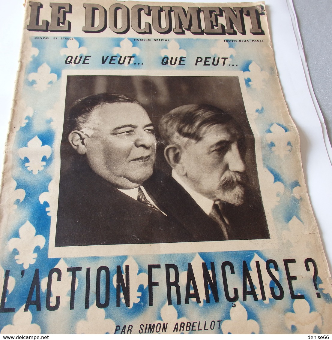 Juillet 1935 - "LE DOCUMENT" - L'ACTION FRANÇAISE Par Simon Arbellot - - Non Classés