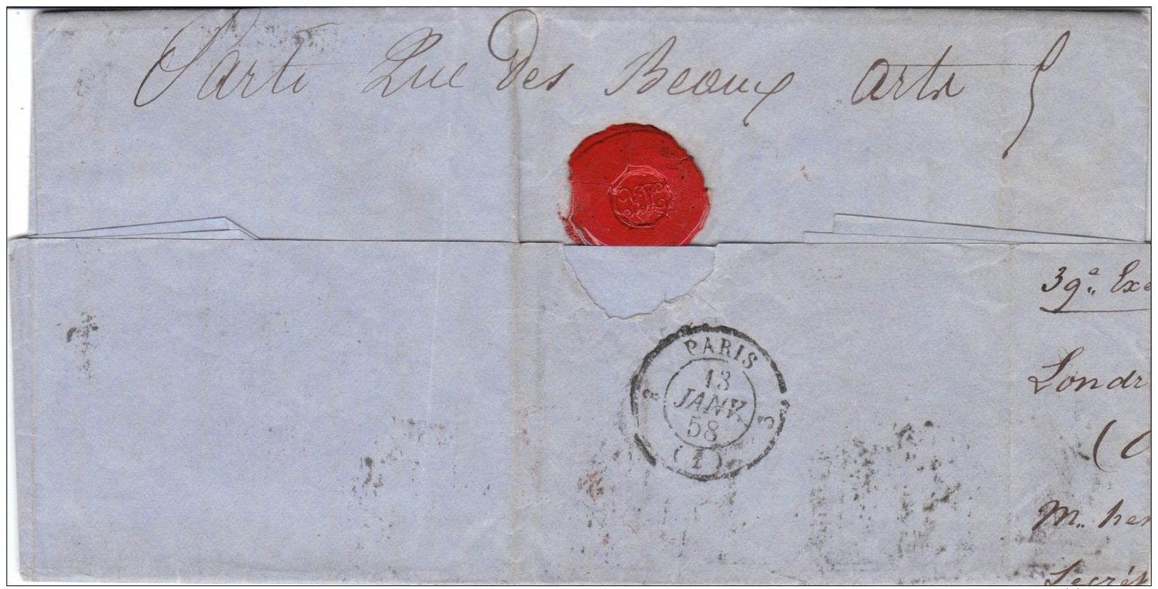 Pli  De Londres Avec Duplex Expérimental à Tête Carrée, 1858 - Storia Postale