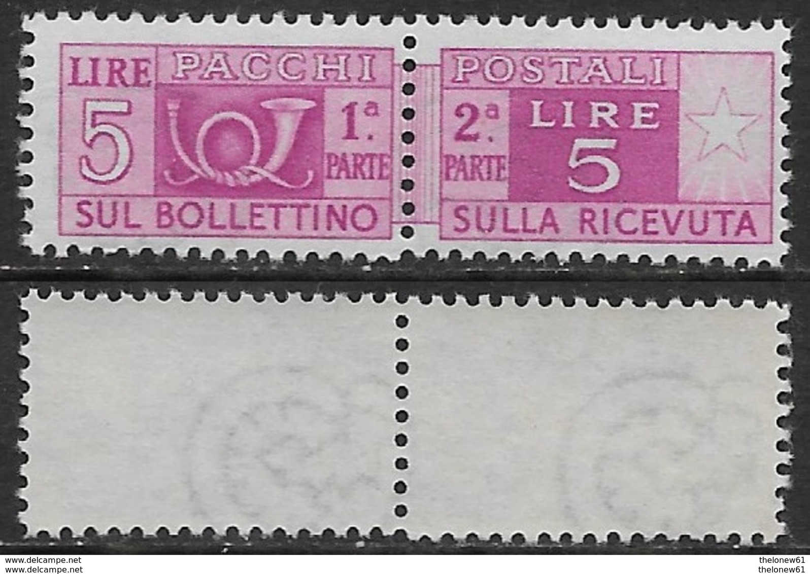 Italia Italy 1946 Pacchi Postali Ruota 5L Sa N.PP72 Nuovo Integro MNH ** - Postal Parcels