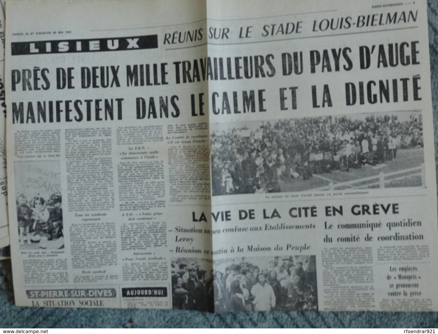 CAEN et LISIEUX (Calvados) MAI 1968 .Lot de coupures de presse Ouest-France,Liberté,Paris Normandie