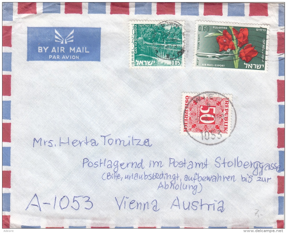 ÖSTERREICH NACHPORTO - 50 Gro Nachporto + 2 Sondermarken Auf LP-Brief Aus ISRAEL, Gel.n.Wien - Portomarken