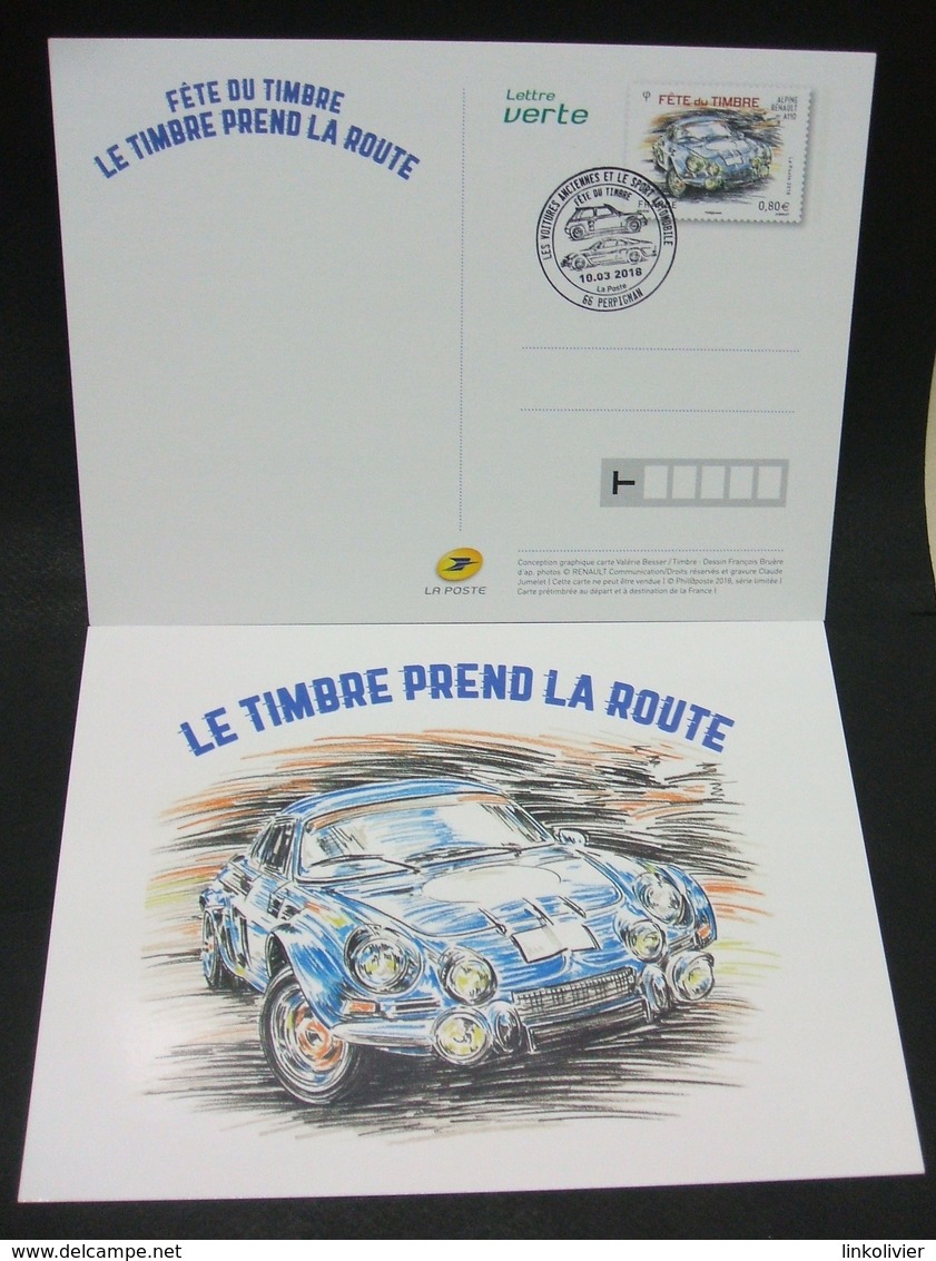 FRANCE CP Entier Postal ALPINE RENAULT A110 Oblitération 1er Jour Fête Du Timbre 2018 - 2010-2019