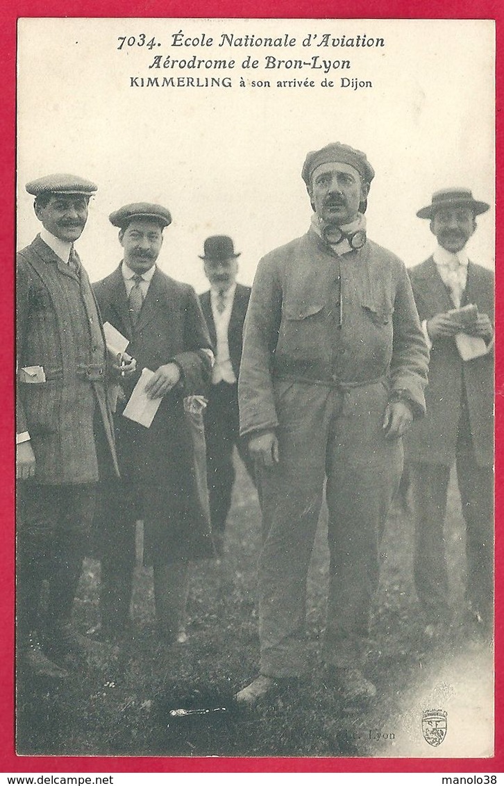 Albert Kimmerling, à Son Arrivée De Dijon, Ecole Nationale D' Aviation, Aérodrome De Bron Lyon, Rhône (69) - Aviateurs