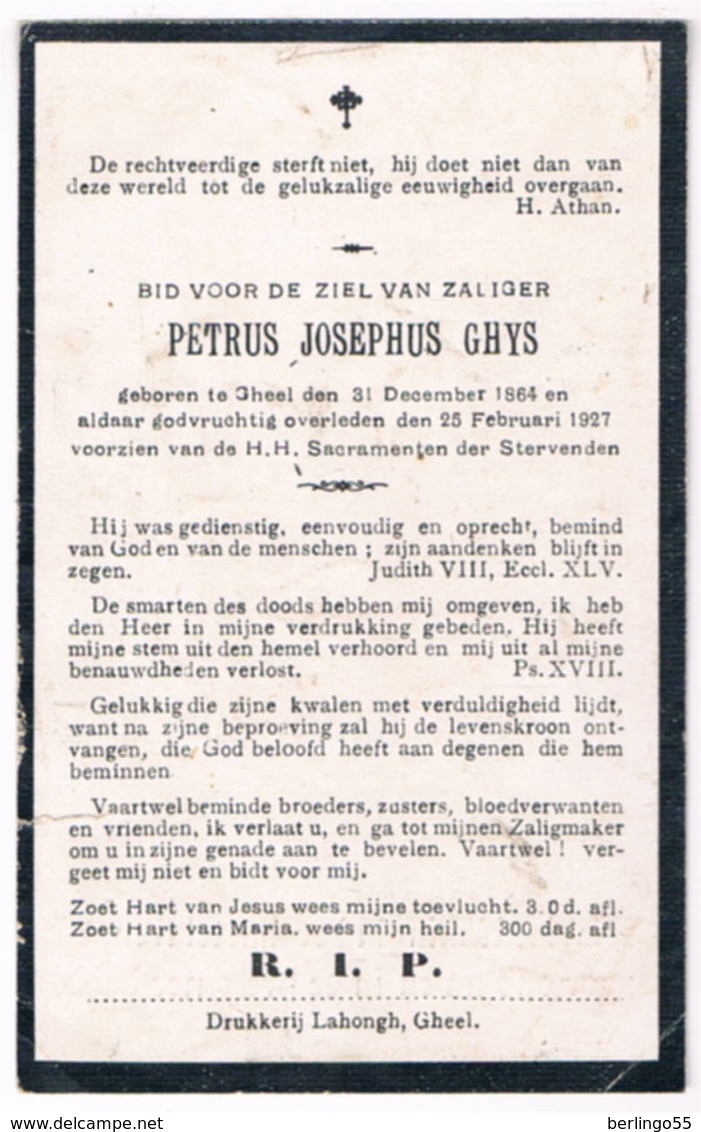 Dp. Ghys Petrus. ° Gheel 1864 † Gheel 1927 - Godsdienst & Esoterisme