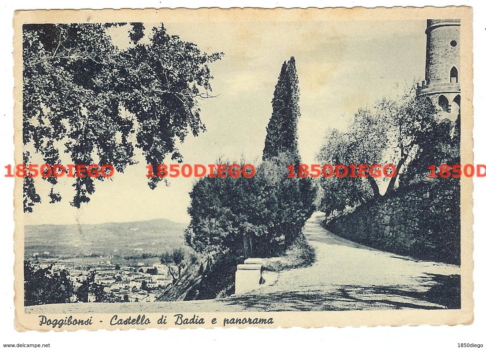 POGGIBONSI - CASTELLO DI BADIA E PANORAMA F/GRANDE  VIAGGIATA 1955 - Siena