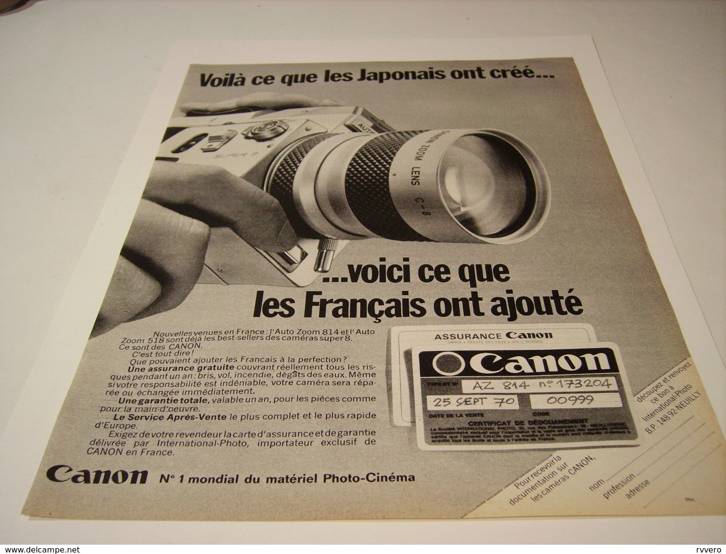 ANCIENNE PUBLICITE LES JAPONAIS ON CREE CANON 1970 - Autres & Non Classés