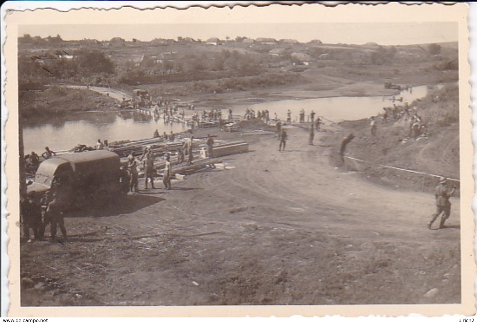 Foto Deutsche Wehrmacht - Flussbrücke Brückenbau - Pioniere - 9*6cm - 2. WK (33784) - Krieg, Militär