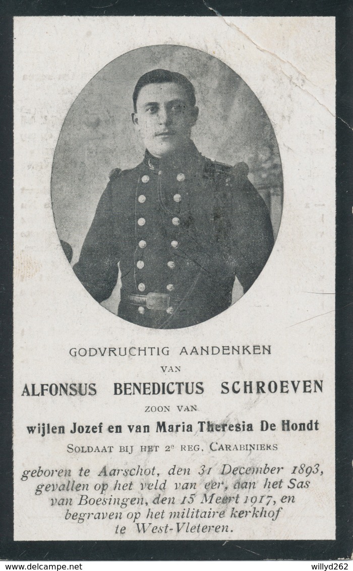 Gesneuveld WO I - SCHROEVEN Alfonsus Benedictus ° Aarschot 1893 + Sas Van Boesingen 15 Maart 1917 [] West-Vleteren - Religion & Esotérisme