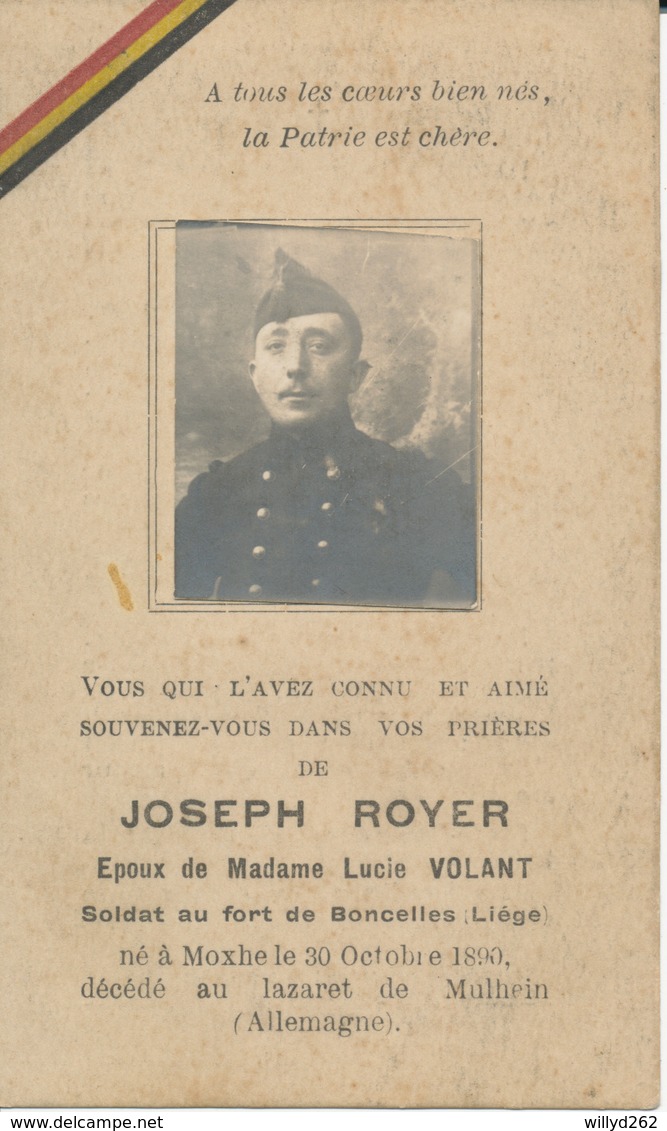 Guerre 14/18 - Joseph ROYER - Soldat Au Fort De Boncelles ° Moxhe 1890 + Lazaret De Mulhein (Allemagne) - Godsdienst & Esoterisme