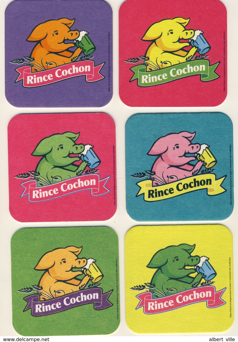 6 Sous-bocks, Bierviltje, Bierdeckel, Coaster, Carton RINCE COCHON Belgique Neufs - Sous-bocks