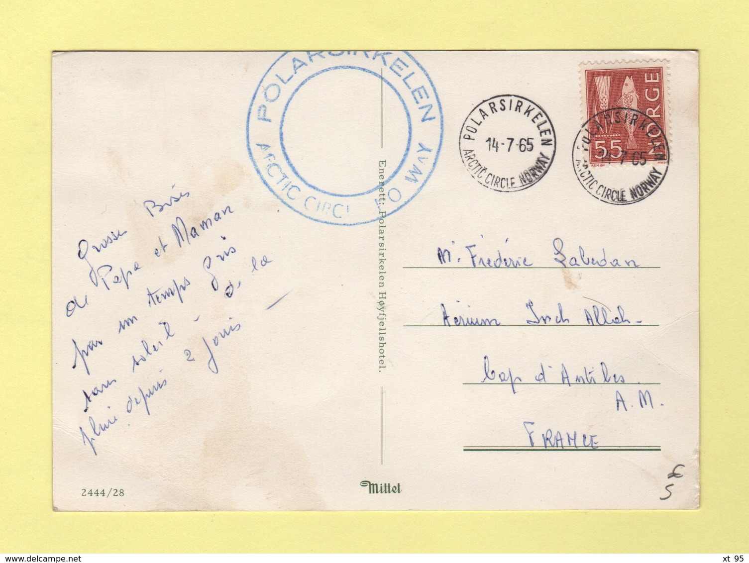 Polarsirkelen - Cercle Polaire - Artic - 1965 - Pour La France - Briefe U. Dokumente