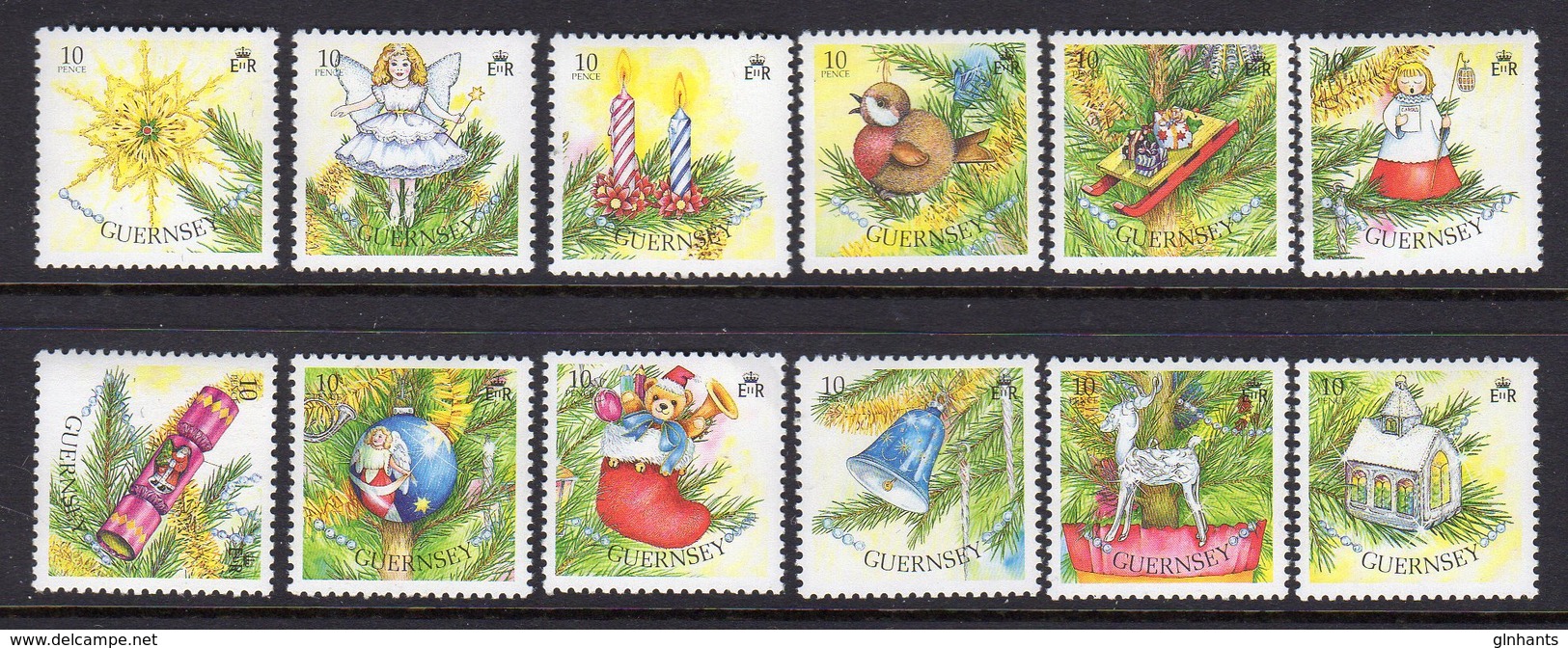 GUERNSEY - 1989 CHRISTMAS TREE DECORATIONS COMPLETE SET (12V) SG 474-485 FINE MNH ** - Guernsey