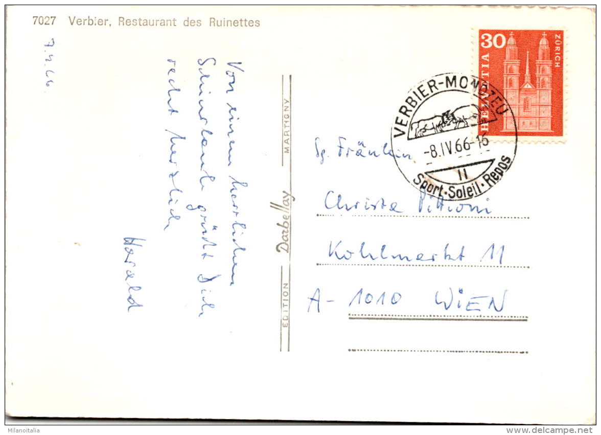 Verbier - Restaurant Des Ruinettes (7027) * 8. IV. 1966 - Otros & Sin Clasificación