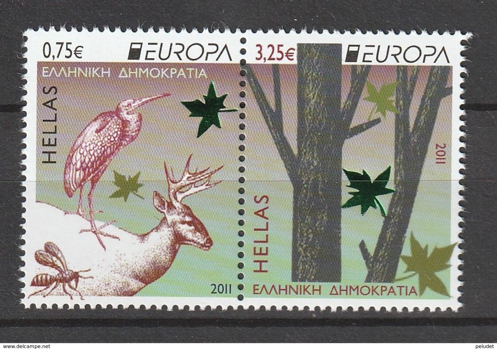 Greece - 2011, Europa, Forests 2v ** Mi 2617/18 - Unused Stamps