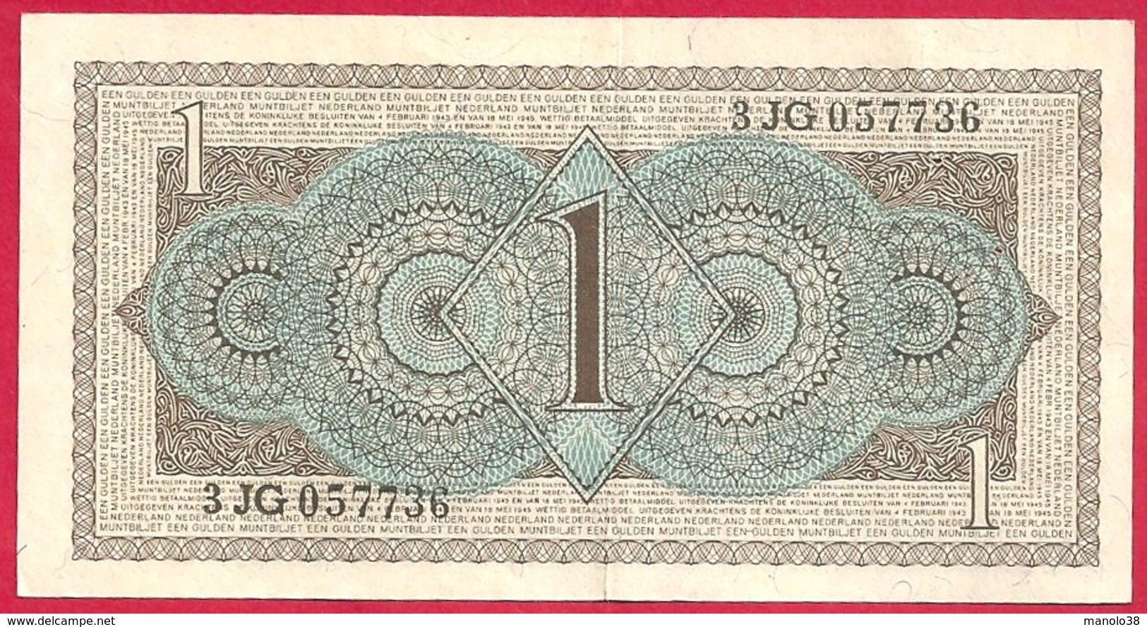 Pays Bas, Hollande, Nederland, Muntbiljet, 1949, 1 Gulden, Juliana, TTB - 1  Florín Holandés (gulden)