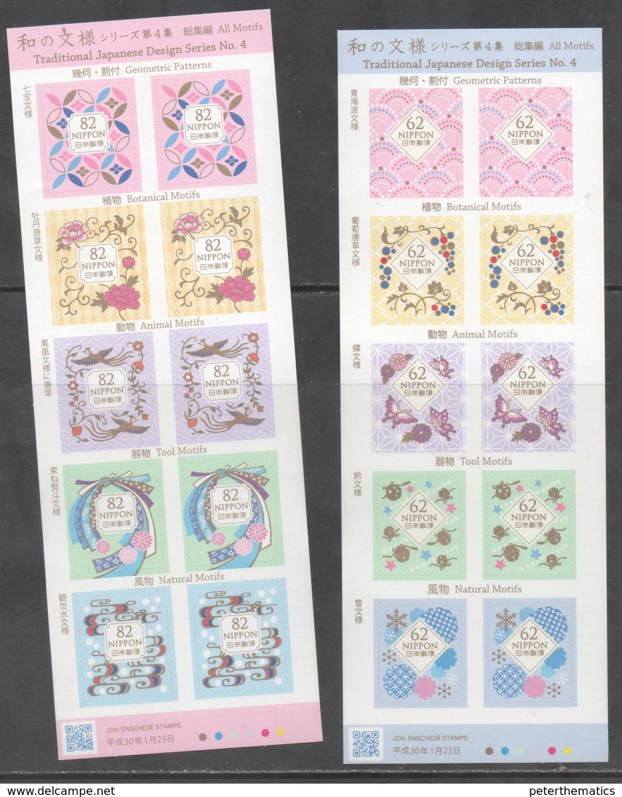 JAPAN, 2018, MNH, JAPANESE DESIGNS IV , BIRDS, FLOWERS, BIRDS, 2 SHEETLETS - Other & Unclassified