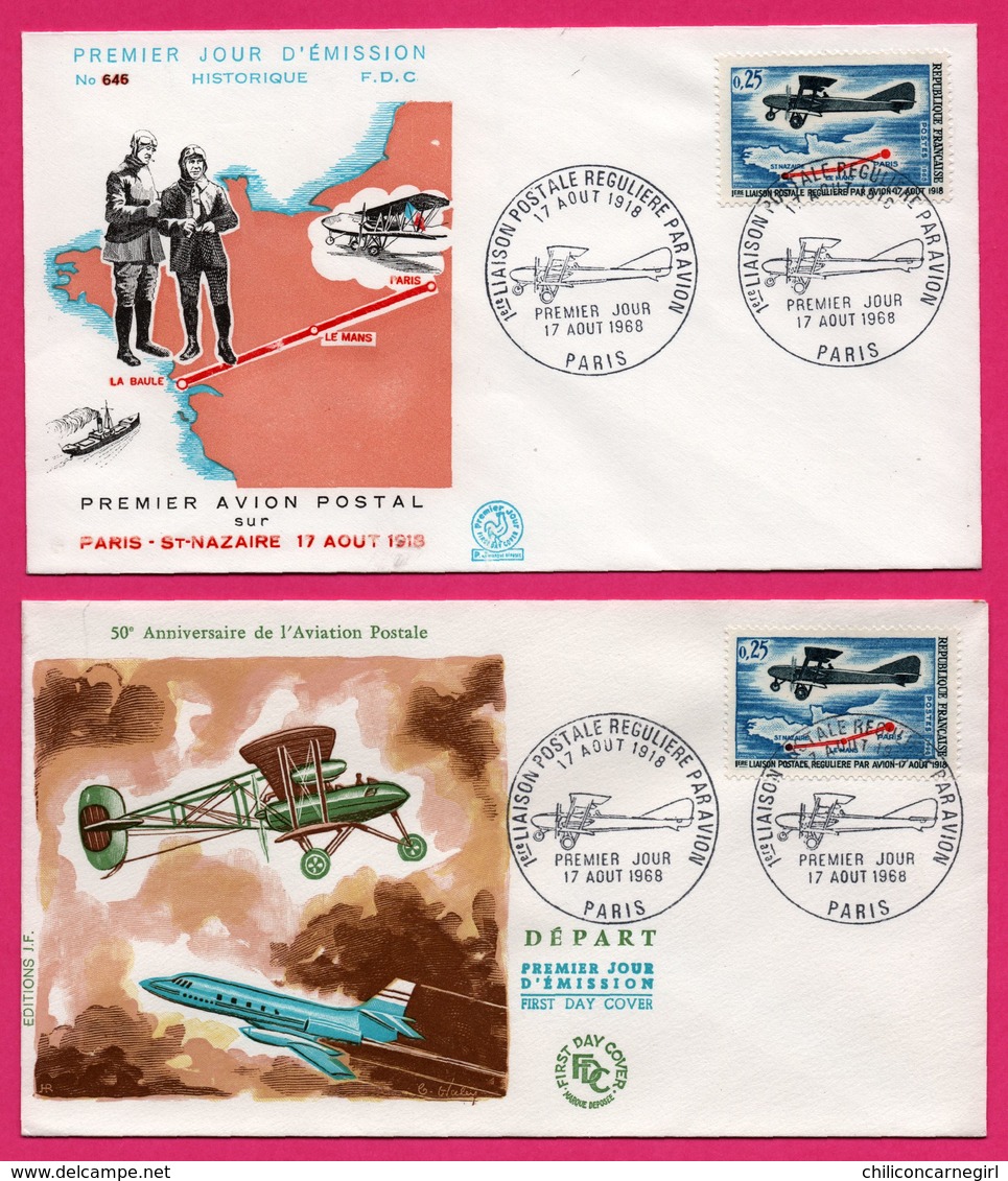 4 FDC - Aviation - 1ere Liaison Postale Régulière Par Avion - Août 1968 - Paris - Saint Nazaire - Départ / Arrivée - Erst- U. Sonderflugbriefe