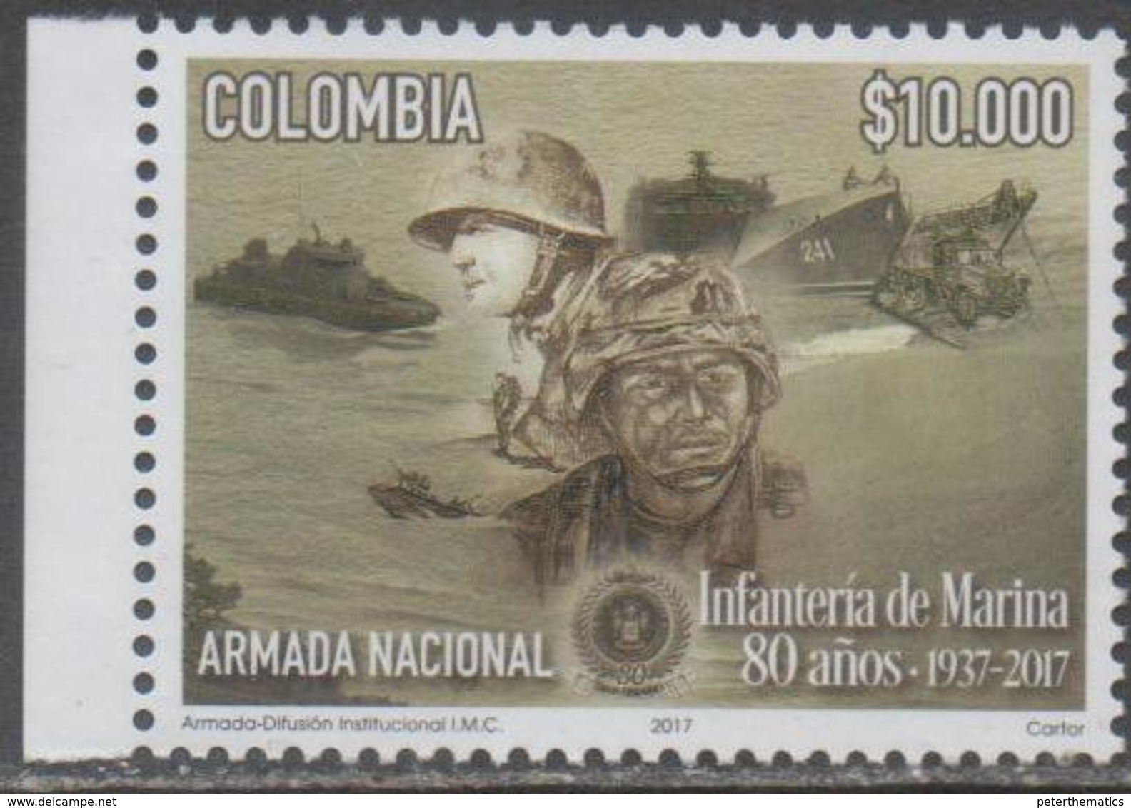 COLOMBIA, 2017, MNH, MILITARY, MARINES,  SHIPS, 1v - Militaria