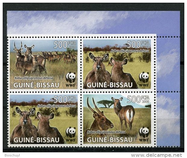 Guinea Bissau, 2008, WWF, World Wildlife Fund, Waterbuck, Animals, Fauna, MNH, Michel 3919-3922 - Guinea-Bissau