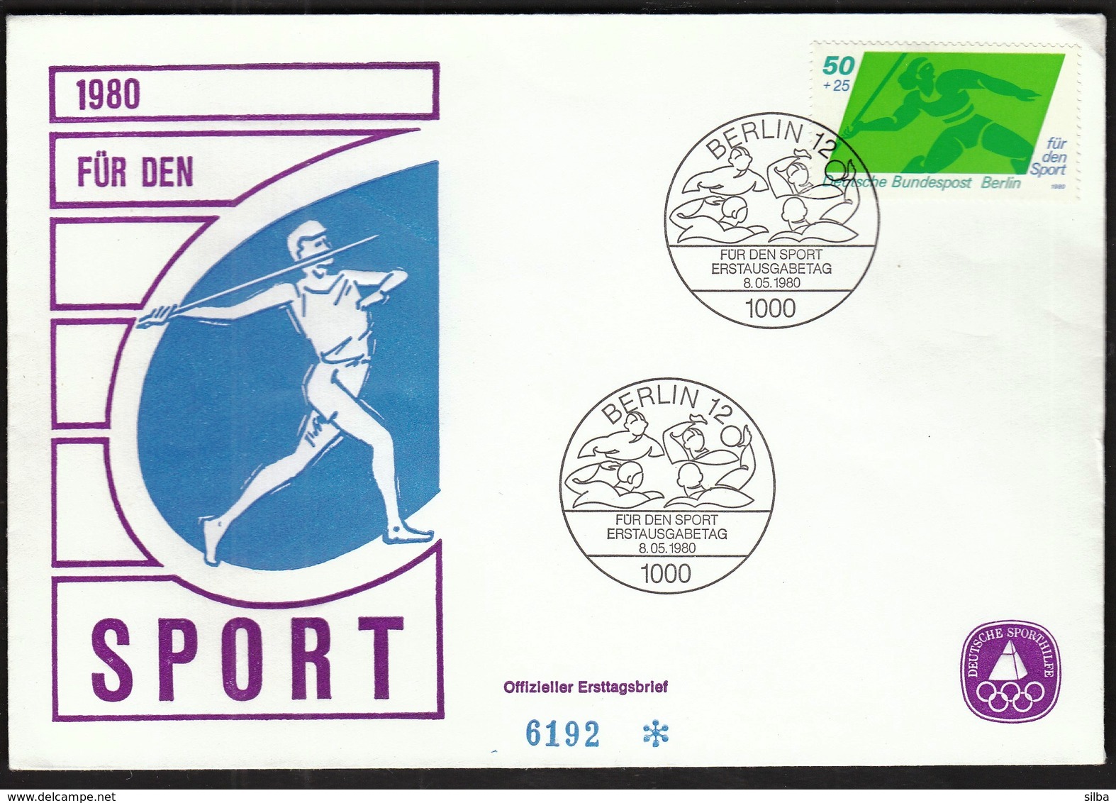 Germany Berlin 1980 / For Sport / Weightlifting, Athletics, Javelin Throw, Waterpolo / FDC - Water-Polo