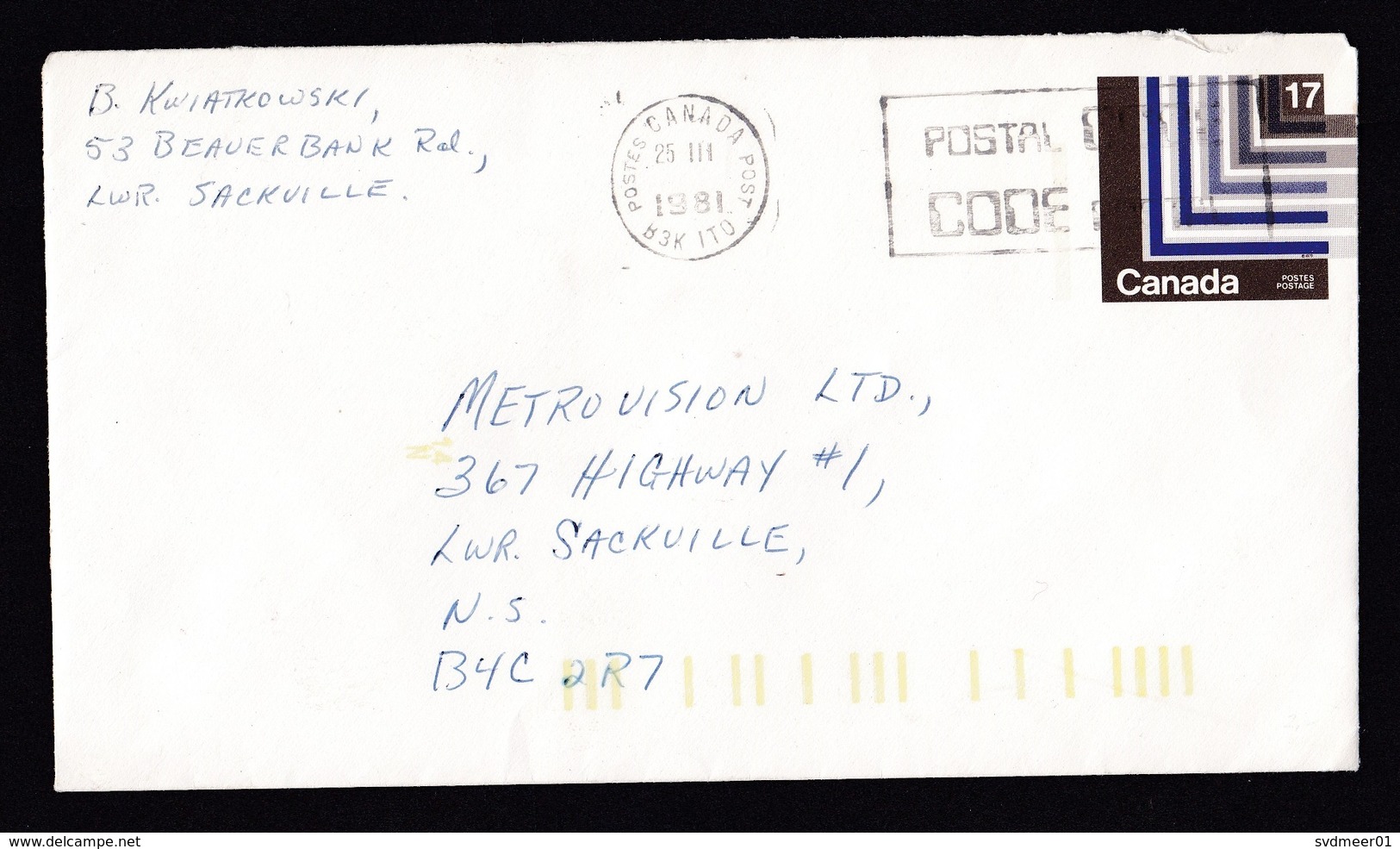 Canada: Stationery Cover, 1981, Line Art (minor Damage, See Scan) - Brieven En Documenten